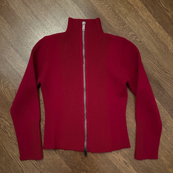 Burberry Women’s Zip Sweater Jacket Scarlet Red size S - Picture 1 of 8